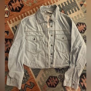 Denim cropped top. Long Sleeves. NWT. Zara size small